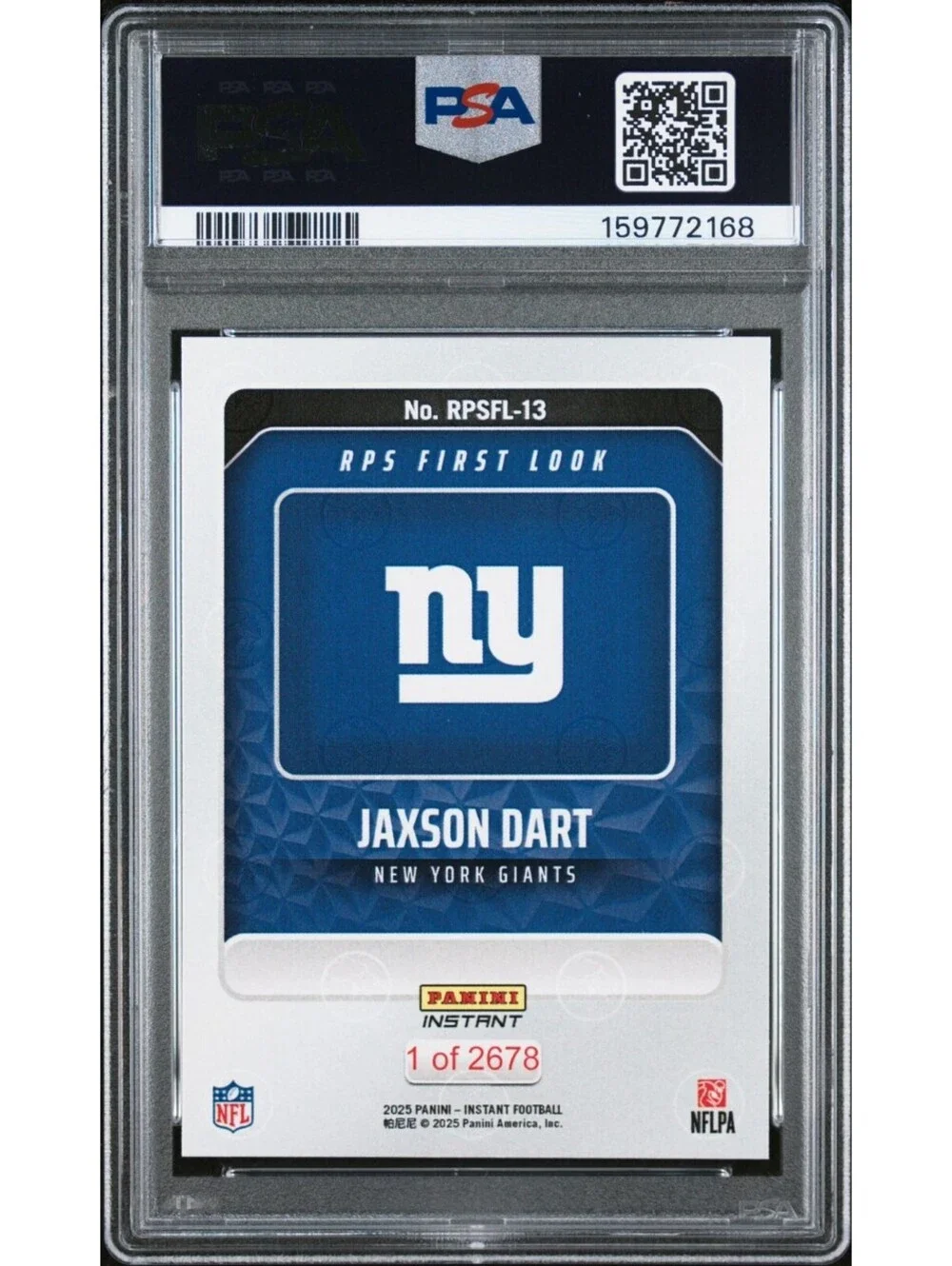 2025 Panini Instant RPS First Look  Jaxson Dart #RPSFL-13 Rookie (RC) PSA 9 Mint